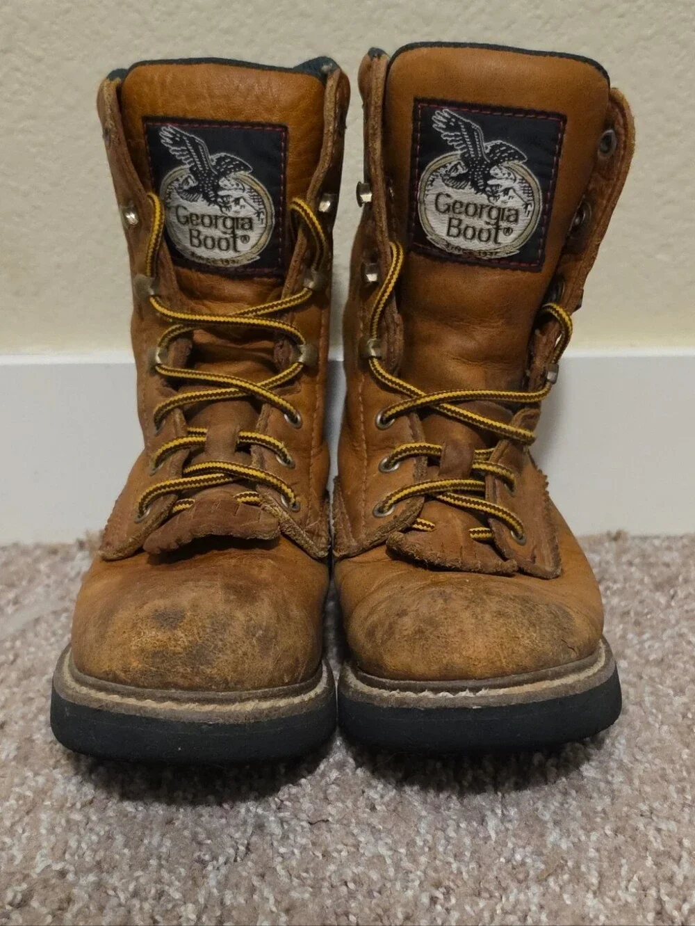 Georgia Boot Kids Tan Leather Lace-Up Work Boots